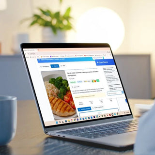 Recette santé affichée sur l'application Nutrimap via un ordinateur portable